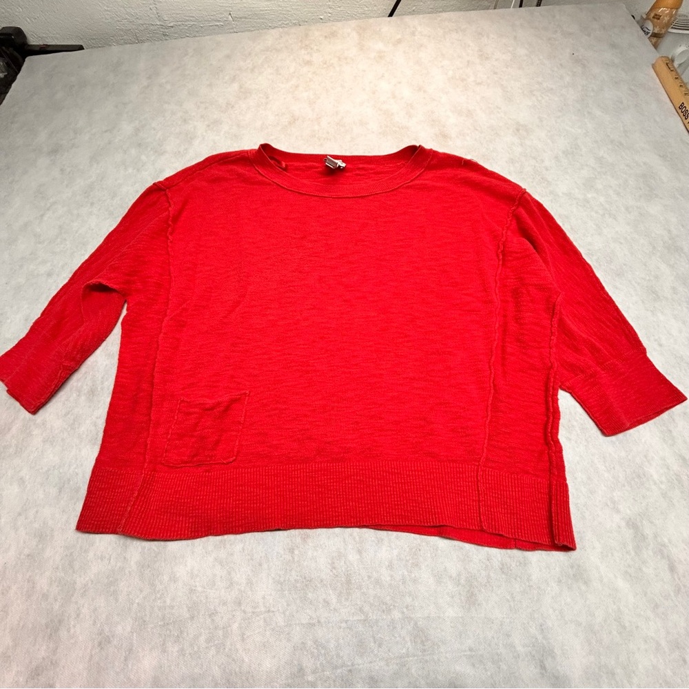 Zenergy Vibrant Red 3/4 Sleeve Boxy‎ Blouse